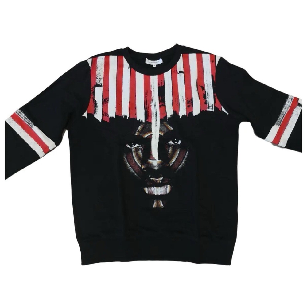 Les Benjamins Istanbul Mens Graphic Sweatshirt Black Tribal Face Print Size M
